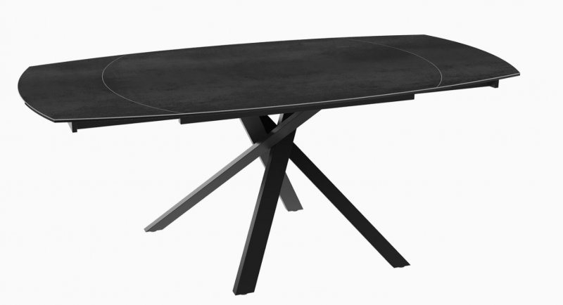 Kheops Extending Dining Table 130/190 - Titanium - Black lacquered steel legs