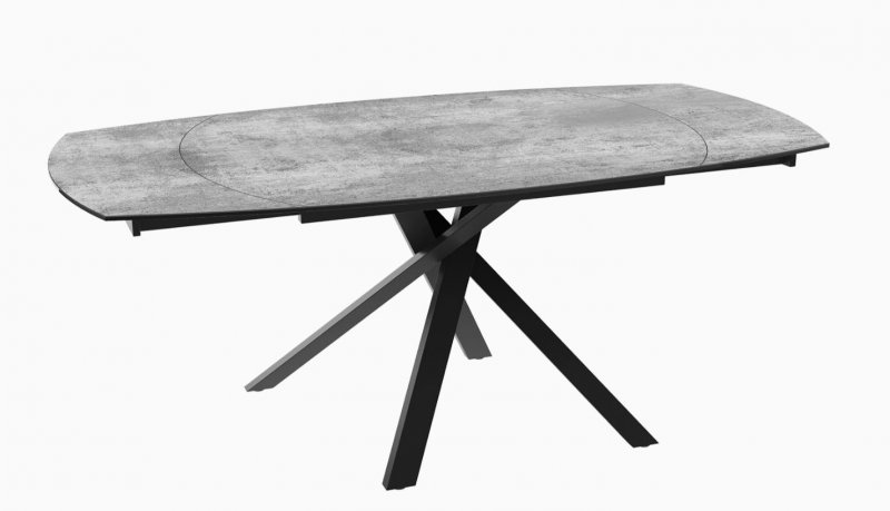 Kheops Extending Dining Table 130/190 - Silver - Black lacquered steel legs