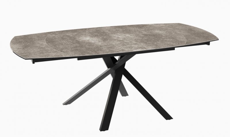 Kheops Extending Dining Table 130/190 - Argile - Black lacquered steel legs
