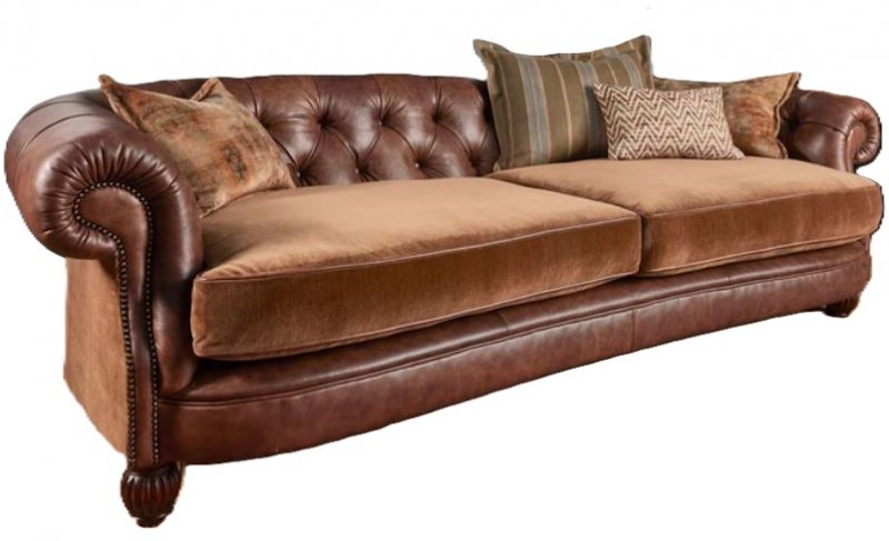 Grand Settee Vintage Velvet/Leather Mix