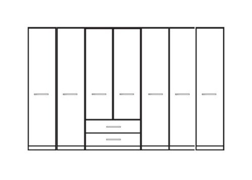 Zambia Collection Functional units with passepartout frame/ 7 Door 2 Drawer / Handles in silver