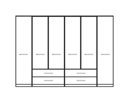 Zambia Collection Functional units with passepartout frame/ 6 Door 4 Drawer / Handles in silver