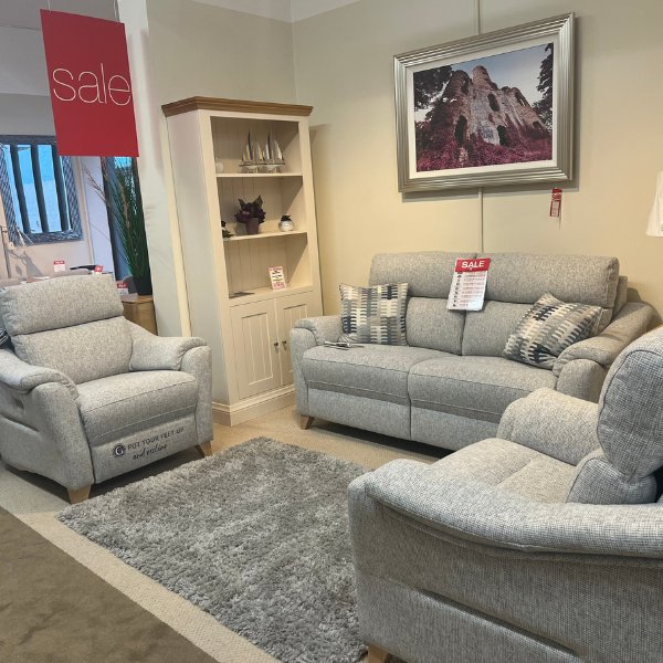 G Plan G Plan Hurst Large Static Settee 1 x Powered Recliner 1 x Staic Armchair Including Scatters