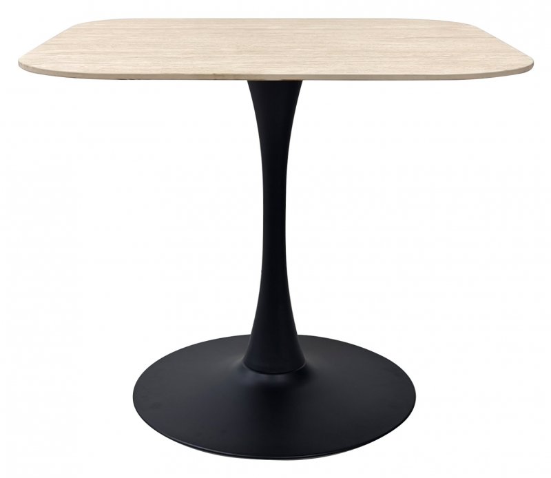 Dico Beige Sintered Stone Square Bistro Table - BLACK BASE 