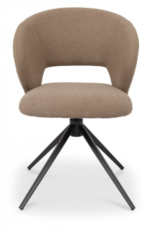 Rothko Swivel Dining Chair - Beige Boucle Fabric 