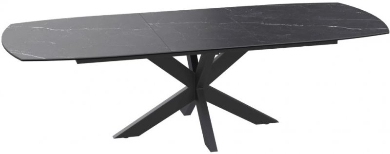 Phoenix Extending Dining Table 200/260 x 100 x 76 cm (FR) - Marquina Marbel - Black lacquered steel 