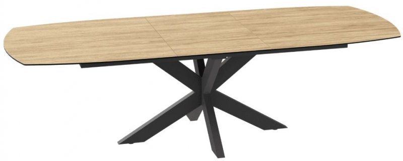 Phoenix Extending Dining Table 160/210 x 100 x 76 cm (FR) - Clear Oak - Black lacquered steel legs