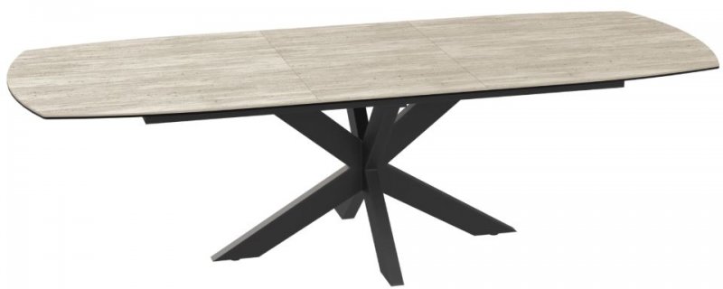 Phoenix Extending Dining Table 160/210 x 100 x 76 cm (FR) - Travertine - Black lacquered steel legs