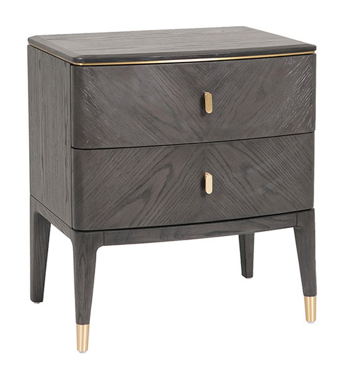 Bedside Table 2 Drawer - Ebony
