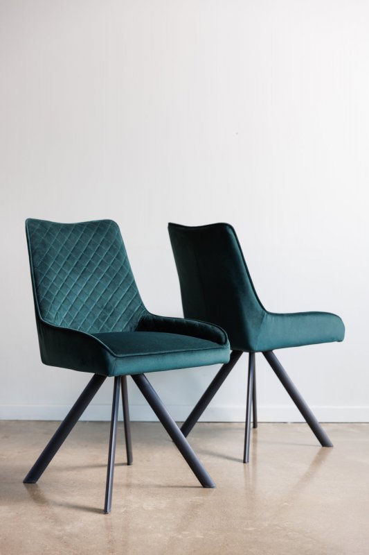 Set of 6 Lusso Dark Green Dining Chair