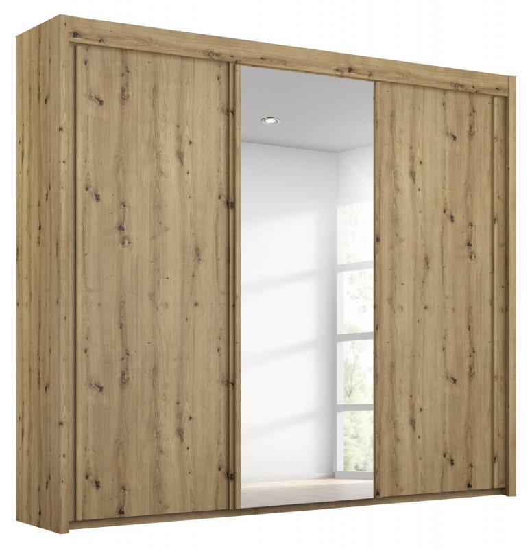 Allegro 225cm Sliding 3 Door Wardrobe Centre Mirror Artisan Oak