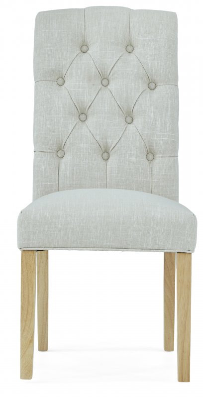 Tenby Oak Button Back Chair - Beige - OAK LEG