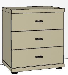 Callisto Plus 3 Drawer Bedside - Basic Chest - Drawers in carcase colour