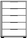 5 Drawer Chest - 60cm - Premium Soft Close - Drawers in carcase colour