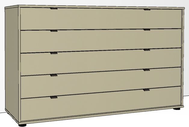 Callisto Plus 5 Drawer Chest - 141cm - Premium Soft Close - Drawers in carcase colour