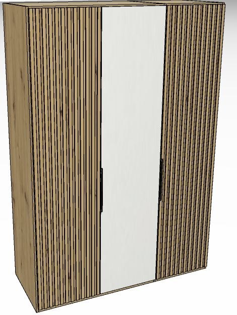 Linear Hinged Collection 3 Door Robe /Decking in carcase colourcentred doors in white -216cm H