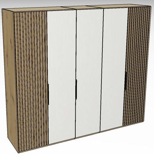 Linear Hinged Collection 5 Door Robe / Decking in carcase colour centred doors in white -216cm H