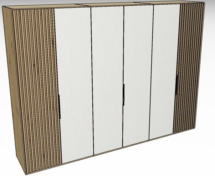 Linear Hinged Collection 6 Door Robe / Decking in carcase colour centred doors in white -216cm H