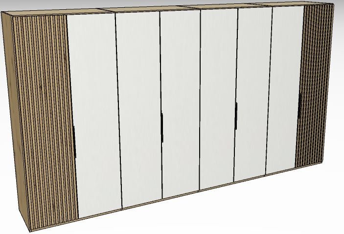 Linear Hinged Collection 8 Door Robe / Decking in carcase colour centred doors in white -216cm H
