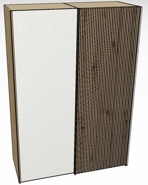 Linear Sliding 150cm 2 Door Robe -1 decking door Right / Front White Decking in carcase colour