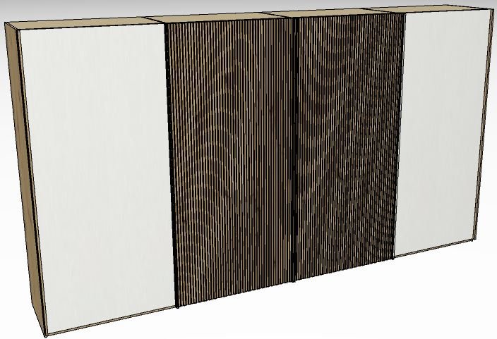 Linear Sliding 400cm 4 Door Robe -2 decking door in centre / Front White Decking in carcase