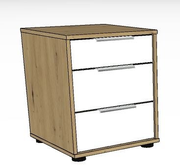 Linear Chest Bedside cabinet 2.5 drawers - Front in white - 40cm Wide x 48cm High