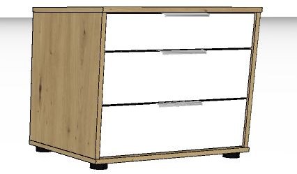 Linear Chest Bedside cabinet 2.5 drawers - Front in white - 60cm Wide x 48cm High