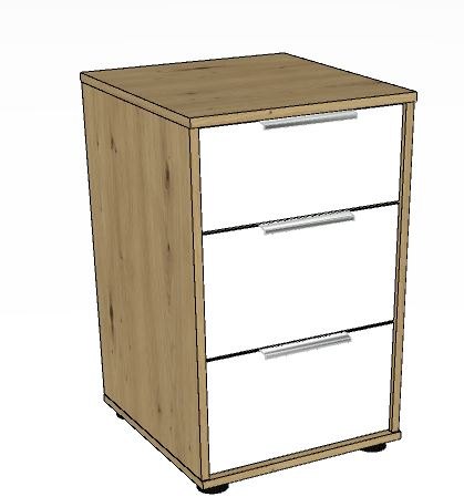 Linear Chest Bedside cabinet 2.5 drawers - Front in white - 40cm Wide x 63cm High