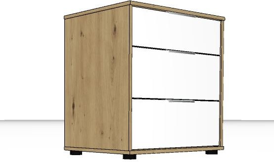 Linear Chest Bedside cabinet 2.5 drawers - Front in white - 60cm Wide x 63cm High