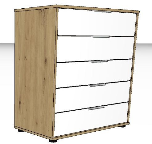 Linear Chest of drawers 5 drawers - Front in white - 80cm Wide x 86cm High