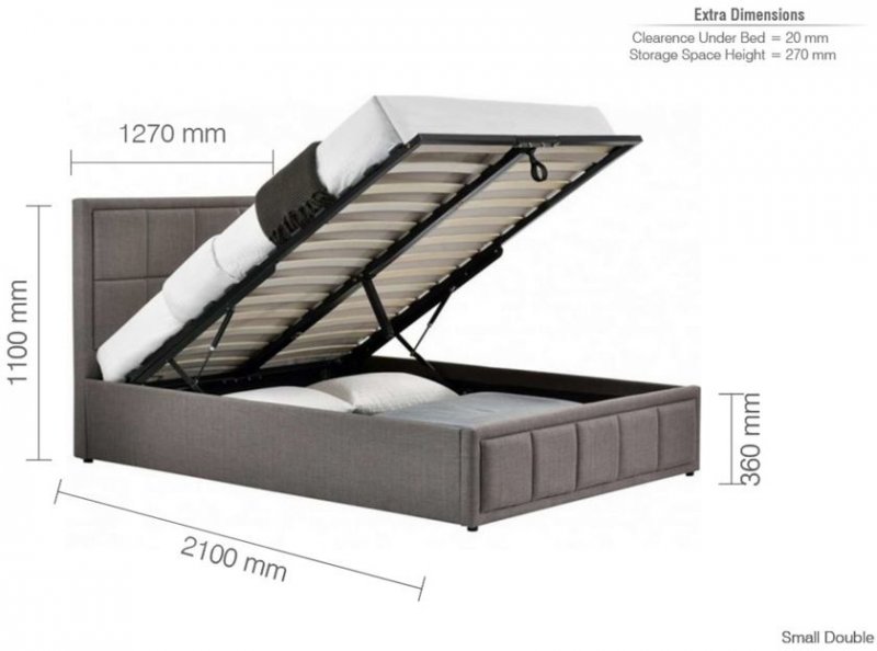 Cube Small Double Ottoman Bedstead - Grey