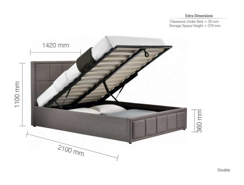 Cube Double Ottoman Bedstead - Grey
