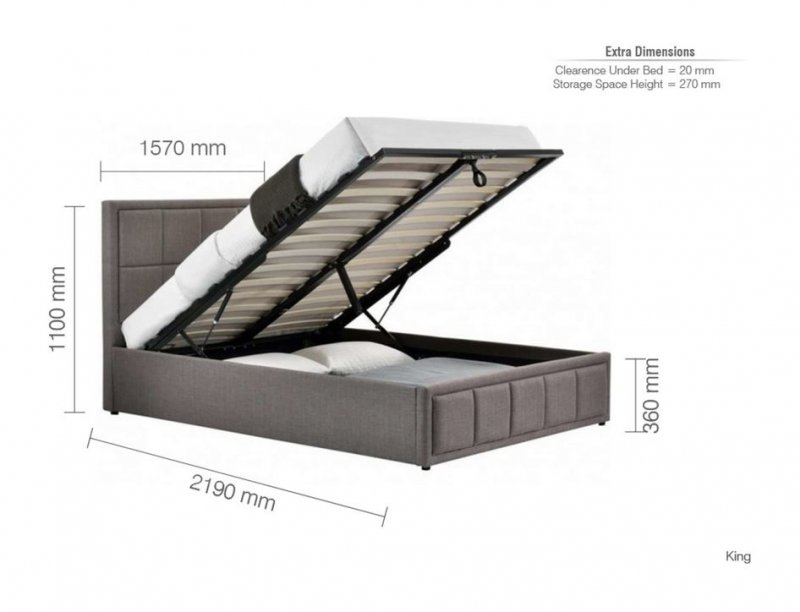 Cube Kingsize Ottoman Bedstead - Grey
