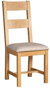 Ladder Back Chair Beige Fabric Pad OAK