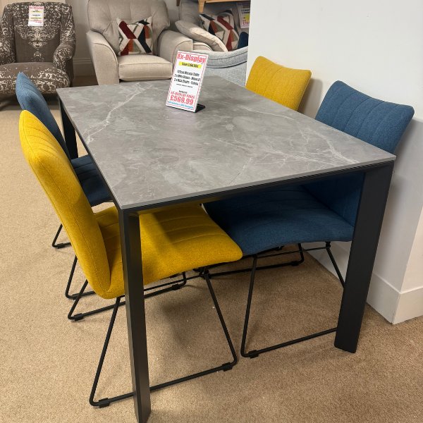 120cm Merano Table 2 x Mila Chairs - Mineral 2 x Mila Chairs - Safron
