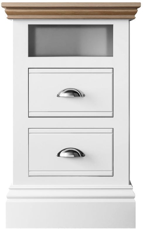Burford Bedroom Oak Top 2025 Narrow 2 Drawer Open Shelf Bedside W 43cm x D 42.8cm x H 74.cm
