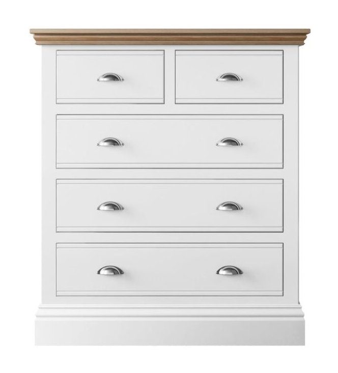 Burford Bedroom Oak Top 2025 3 + 2 Drawer Chest W 94cm x D 47.8cm x H 113.3cm