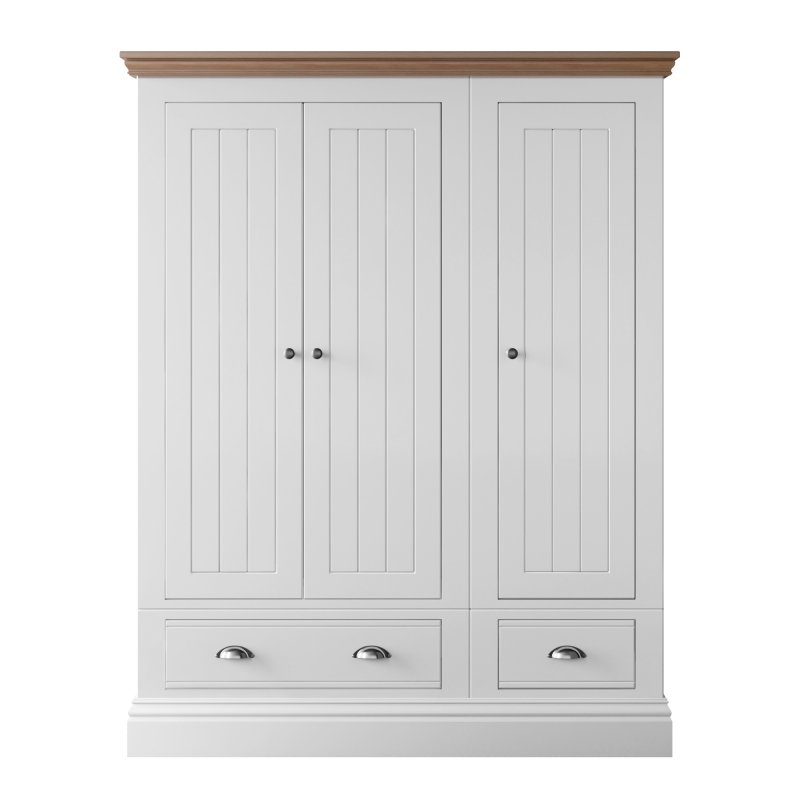 Burford Bedroom Oak Top 2025 3 Door Small Hanging + 2 Drawer Robe W 146.8cm x D 58.3cm x 
