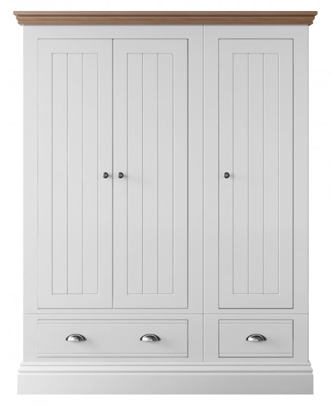 Burford Bedroom Oak Top 2025 3 Door Small Hanging + 2 Drawer Robe W 146.8cm x D 58.3cm x