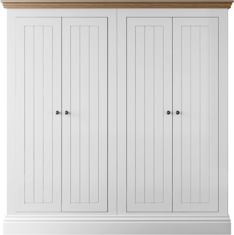 Burford Bedroom Oak Top 2025 Low 4 Door Small All Hanging Robe W 184cm x D 58.3cm x H 156
