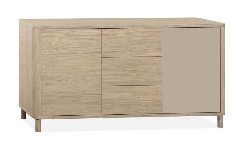 Strasbourg Small Sideboard 2 Doors - 3 drawers -150cm / Lamulux Misty Oak & 1 Door Stone grey