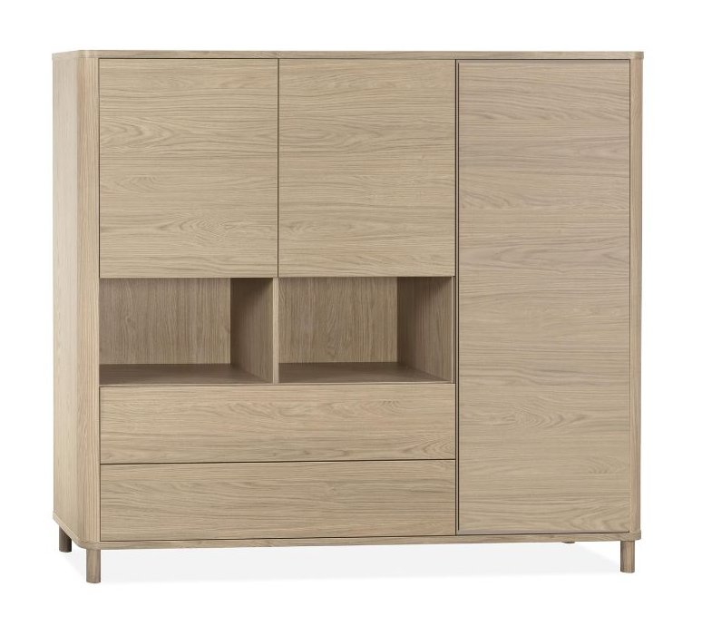Strasbourg Wall Cabinet 3 Doors -2 Drawers -2 Open / Lamulux Misty Oak