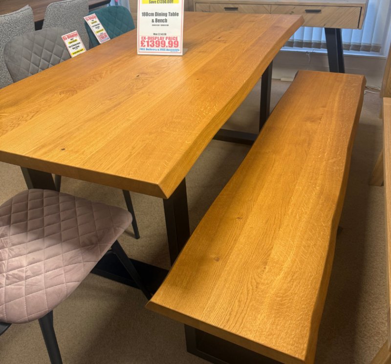 Brommo 180cm Dining Table & Bench