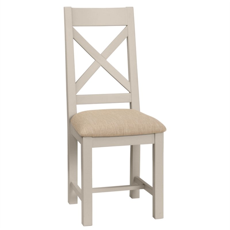 Thetford Dining Collection Cross Back Chair With Fabric Seat / Moon Grey