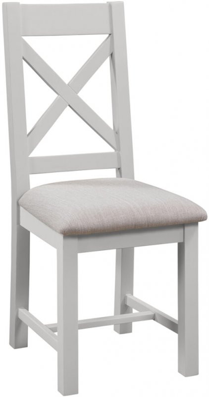 Cross Back Chair With Fabric Seat  / Moon Grey