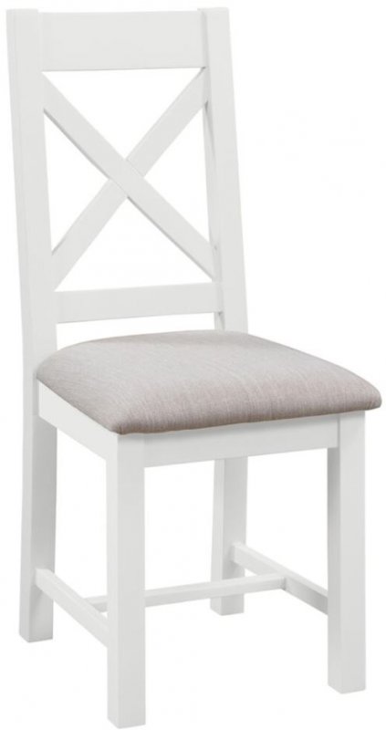 Thetford Dining Collection Cross Back Chair With Fabric Seat / White