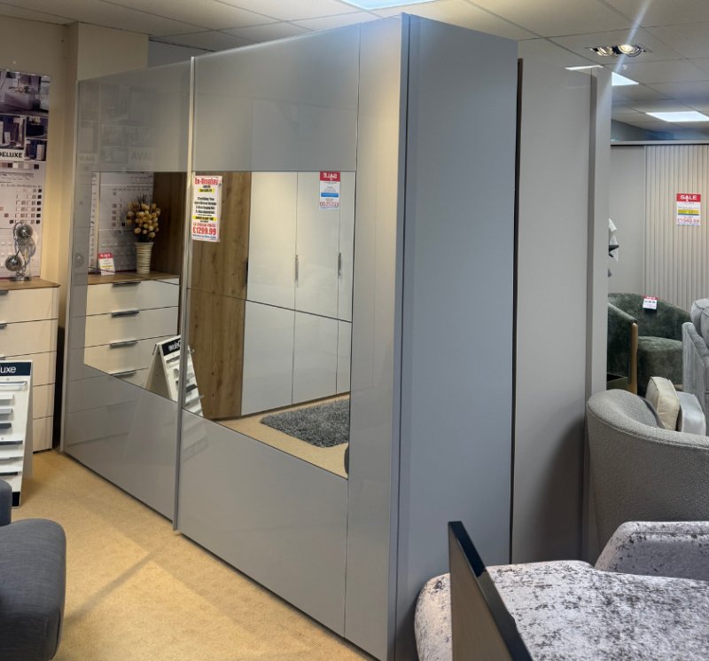 Santana  271cm Sliding 2 Door Centre Mirrored Wardrobe