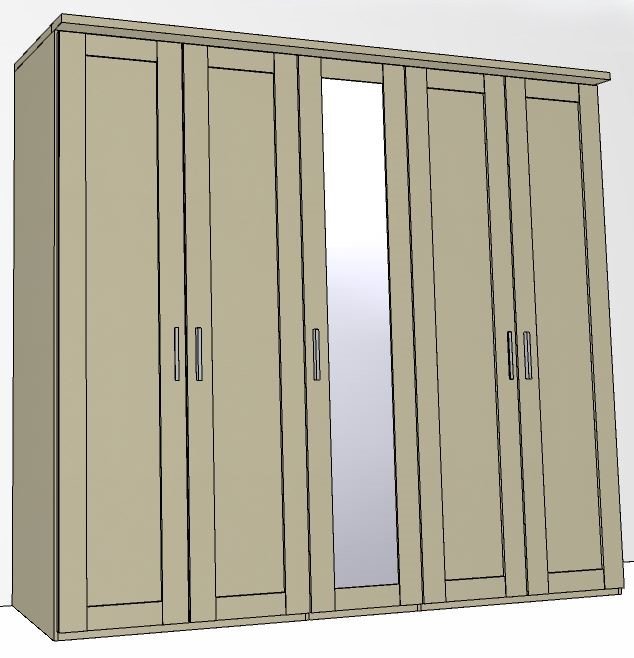 Airedale Collection 5 Doors Wardrobe - 1 Mirrored Door