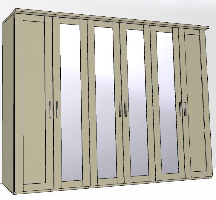 Airedale Collection 6 Doors Wardrobe - 4 Mirrored Doors