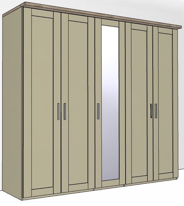 Airedale oak Top 5 Doors Wardrobe - 1 Mirrored Door